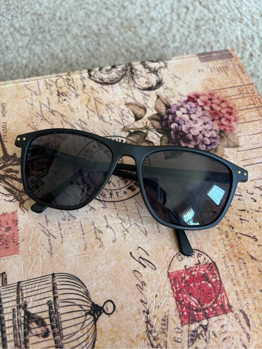 Anne Klein Black Polarized Wayfarer Sunglasses